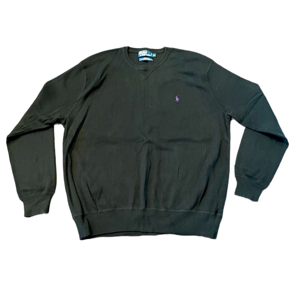 Authentic!! Ralph Lauren XL Black Sweater with Purple Logo